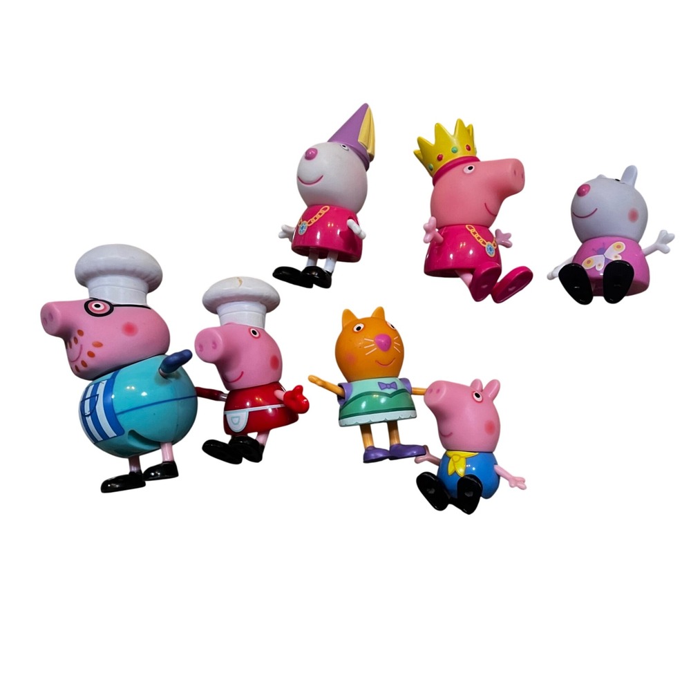 Peppa Pig Figure‎ Lot of 7 Daddy George Suzy Sheep Princess Candy Cat Figures